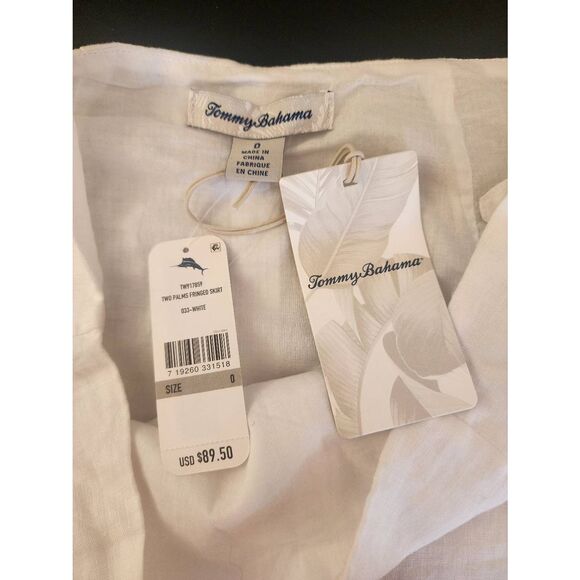 Tommy Bahama NWT Two Palms fringed linen skirt white size 0 - Picture 8 of 10